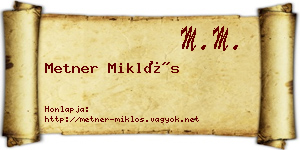 Metner Miklós névjegykártya